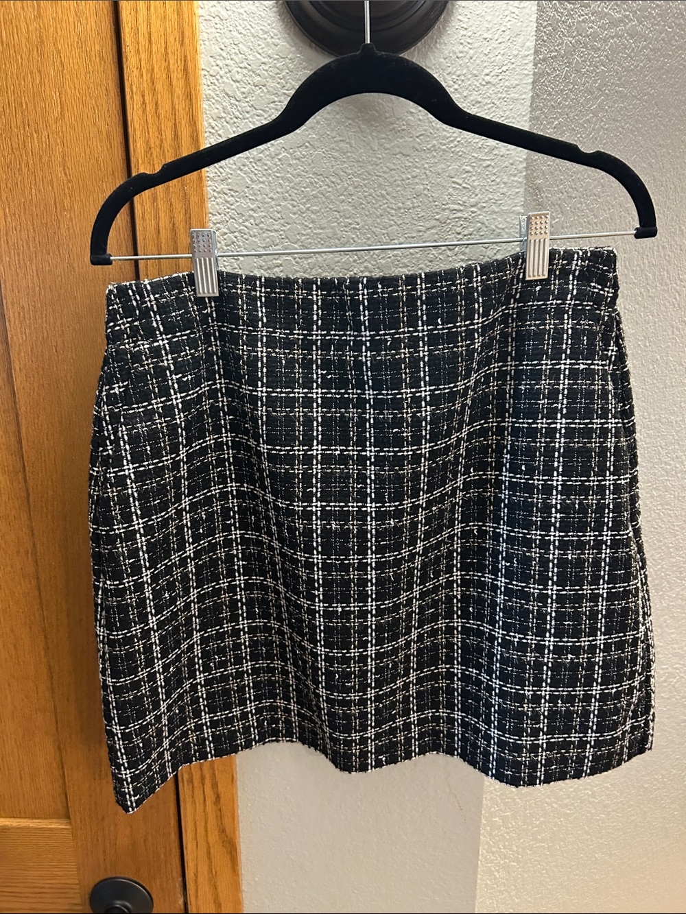 Loft Classic Black & White Plaid Mini Skirt